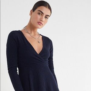NWT UO Coraline Cozy Wrap Dress | Medium| Navy